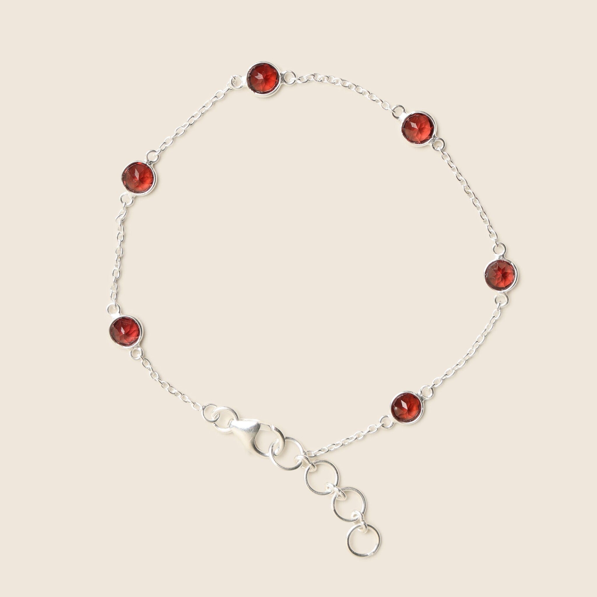 Armband Granaat Ella - 925 sterling zilveren edelsteen sieraden